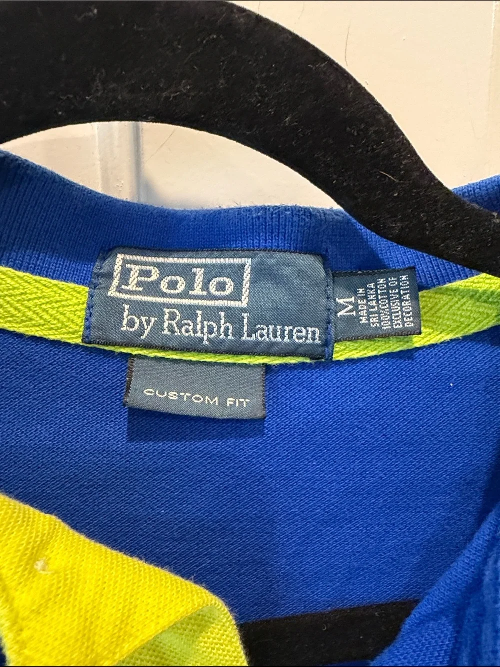 Polo Ralph Lauren Blue Polo with Green Logo and Yellow Placket size medium golf